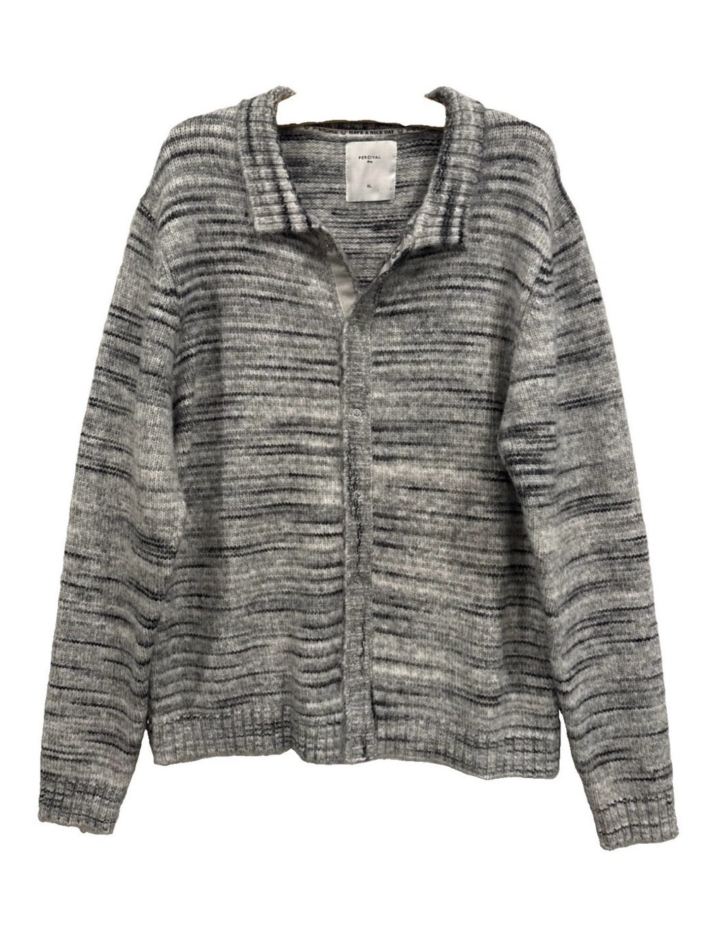 Percival Pablo Gray Mega Marled Cardigan Sweater Sz XL